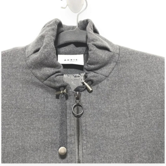 Akris Punto Light Gray Zip Front 100% Lightweight Wool Jacket Size 10 - Picture 3 of 7